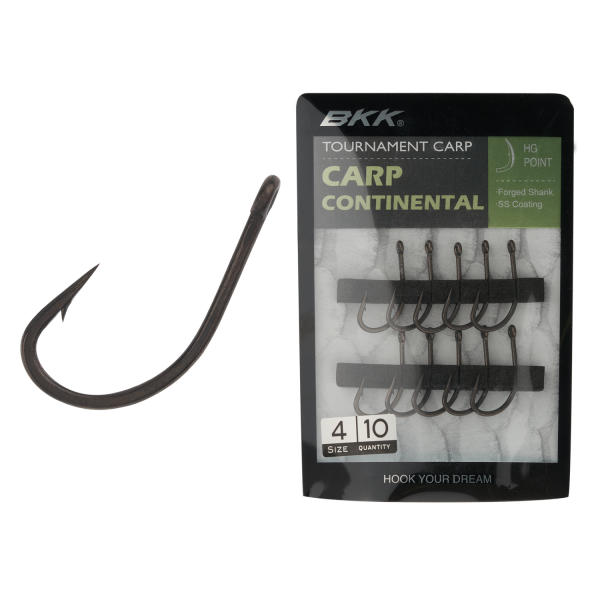 BKK, Крючок одинарный Carp Continental, №4, 10шт. на X-FISHING