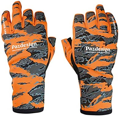 Pazdedign, Перчатки Titanium 3FingerLess Glove, M, Orange Camo на X-FISHING